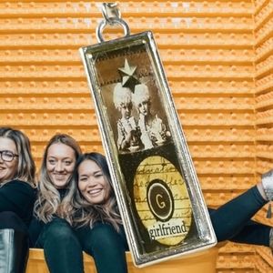 Hand Crafted Soldered Glass Charm Pendant Vintage Print Girlfriend